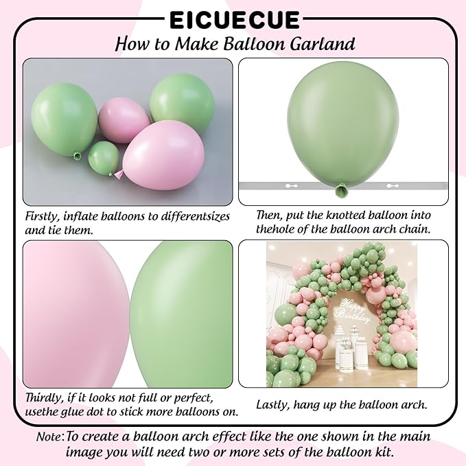Pink and Green Balloons Garland Arch Kit 154Pcs - 5 10 12 18 inch Different Size Pink and Sage Green Balloons for Gender Reveal Baby Shower Hawaiian Birthday Summer Tropical Party Decorations