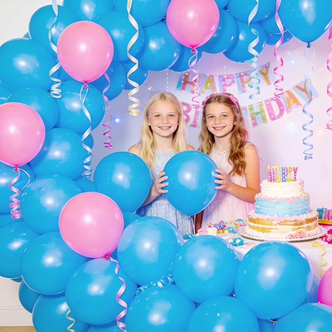 Light Blue Balloon 110pcs, Blue Latex Balloons12 inch for Birthday Wedding(with 2 Ribbons).