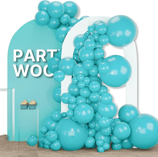 PartyWoo Teal Balloons 155pcs Different Sizes Pack of 18 12 10 5 Inch Turquoise Dark Teal Balloon Arch Kit for Baby Shower Gender Reveal Graduation Mermaid Birthday Pool Party Decorations Blue-Y69