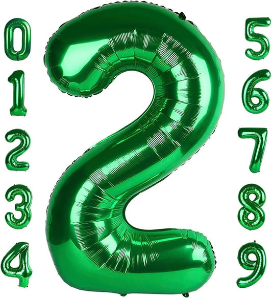 2 Numbers Balloon 40 Inch Dark Green Two Balloon Number Birthday Decor, 2nd 12 21st Party Celebration Decorations Graduations Wedding Baby Shower