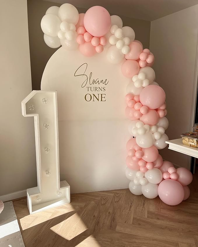 Pink and White Latex Balloons, 60pcs 12 Inches Pink and White with Transparent Balloons for Wedding, Birthday, Baby Shower Party Decorations