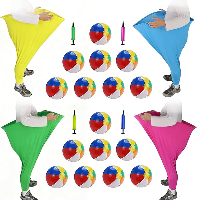 Granny Pants Yard Game – Oversized Stretchy Pants Outdoor Toss Game with Bouncy Balls & Pump, Fun Reunion Party Game for Adults, Perfect for Backyard, Field Day & Team Activities