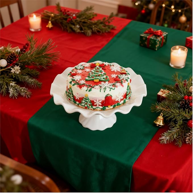 Ciieeo Porcelain Cake Stand Round Dessert Stand White Ceramic Pedestal Bowl Fruit Display Holder for Wedding Birthday Parties 7.5 Inches