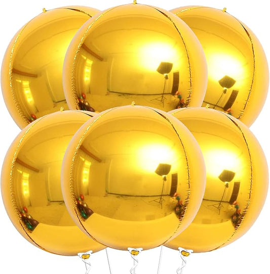 KatchOn, Gold Foil Balloons - Huge 22 Inch, Pack of 6 | Big Metallic Gold Balloons for Graduation Decorations 2026 | Golden Mylar Ballooon for Golden Birthday Party Decorations | Wedding, Engagement