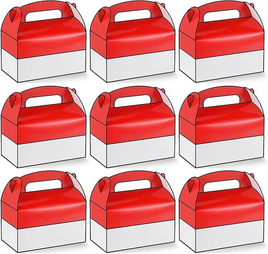Marspark 24 Pack Red and White Anime Birthday Party Supplies, Paper Gift Boxes, Cartoon Candy Treat Boxes for Anime Themed Birthday Party Decorations(Red and White Pattern)
