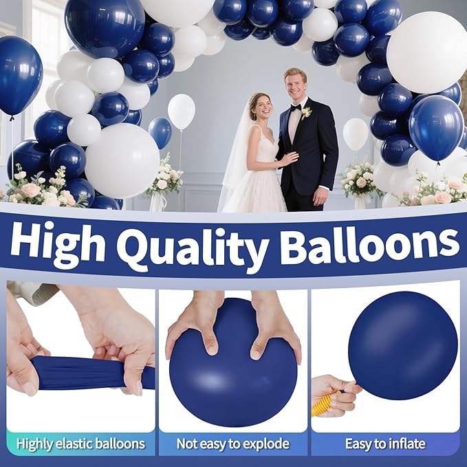 Navy Blue Balloon Arch Kit 111Pcs 18 12 5 Inch Latex Party Balloons Garland for Birthday Baby Shower Wedding Engagement Anniversary Christmas Party Decorations