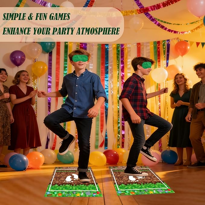 Pixel Birthday Party Games, Blindfold 60-Second Challenge Party Game for Kids Adults, Video Game Indoor Outdoor Group Activity, Minecraft Part Decorations, Funny Game for Birthday, Retirement