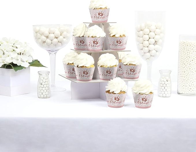 Big Dot of Happiness 1st Birthday Little Miss Onederful - Girl First Birthday Party Decorations - Party Cupcake Wrappers - Set of 12