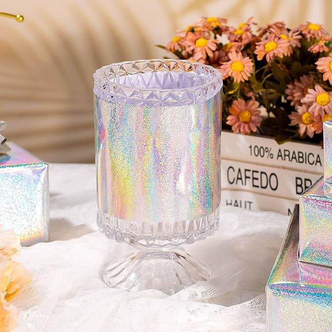 Burymento Silver Wrapping Paper Roll, Metallic Holographic Point Gift Wrap for Birthday, Valentines, Mothers day, Graduation, Wedding, Fathers day, Baby Shower, Christmas (17 IN x 32.8 FT)