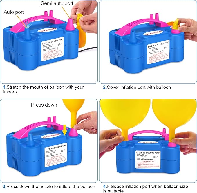 Chamvis Electric Balloon Pump, 110V 600W Balloon Inflator/Blower Pump: for Fast and Easy Filling Balloons Balloon Arch Kit Kids Party Decorative