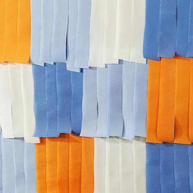 Light-Dusty Blue Beige-Orange Party-Decorations Streamers - 8 Rolls Graduation 2026 Boho Fall Birthday Baby Bridal Shower Crepe Tissue Paper Streamer,Bachelorette Engagement Garland Decor Panduola