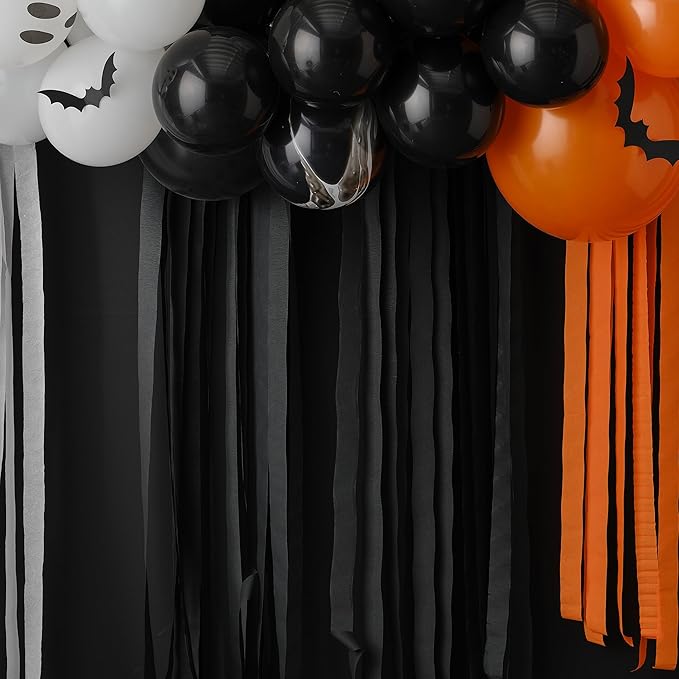 Crepe Paper Streamers 6 Rolls Black Streamers 2.2 Inches 738 Feet, Streamers Party Supplies DIY Crafts for Birthday, Wedding, Baby Shower, Bachelorette Party, Graduations Decorations, Black