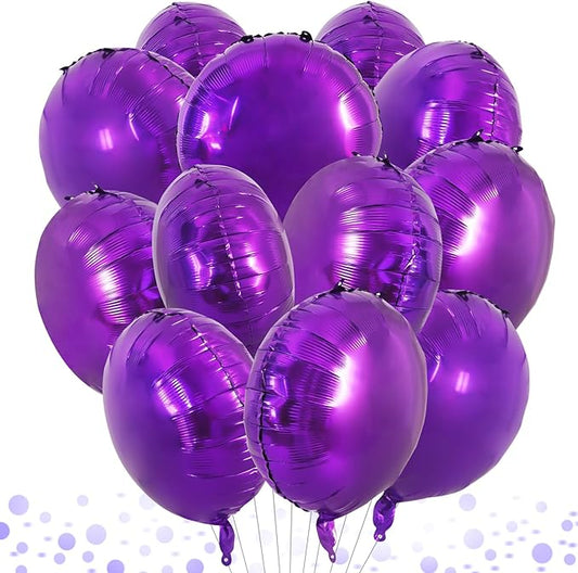 TONIFUL 30Pcs 18 Inch Large Purple Round Shape Foil Balloons Big Purple Circle Helium Mylar Ballons for New Year Halloween Chrismas Birthday Wedding Anniversary Engagement Party
