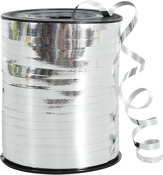 TONIFUL 500 Yards Curling Ribbon-Balloon Ribbon-Shiny Silver Metallic String for DIY Decor,Gift Wrapping,Ribbons and Bows for Christmas New Year Birthday Gifts Graduation Supplies