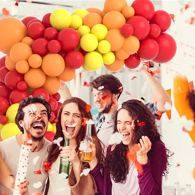 Red Yellow Orange Balloon Garland Arch Kit, 122PCS Orange Yellow Red Balloons for Fire Truck Theme Birthday Wedding Baby Bridal Shower Graduation Snniversary Firefighter Party Background Decoration…