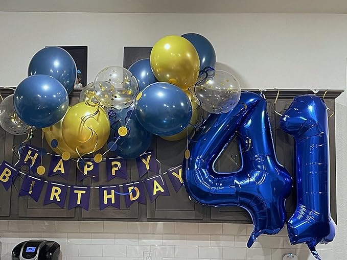 Number 1 Balloon 40 Inch Navy Blue Balloons for Girl Boy 1st 1 11 21 Birthday Decorations, Baby Shower Photo Shoot