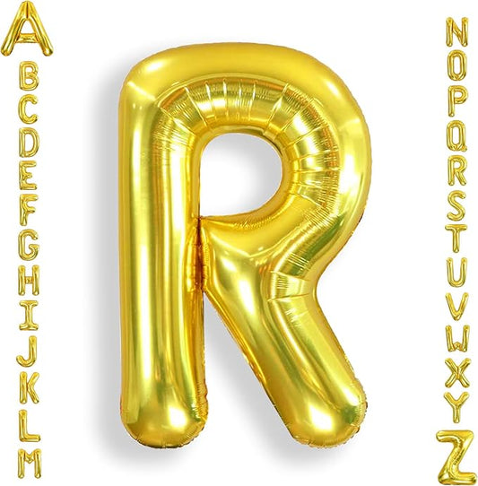 AULE 40 Inch Big Letter Balloon Gold R Large Foil Helium Alphabet Balloons A-Z for Birthday Anniversary Graduation New Year Party Decoration Supplies