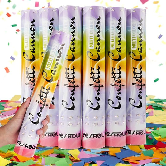 Confetti Cannon Party Poppers Biodegradable Shooters, (6 Pack) YESHOW Multicolor Confetti Blaster for Birthday Graduation Wedding Christmas New Year’s Eve Valentine's Day