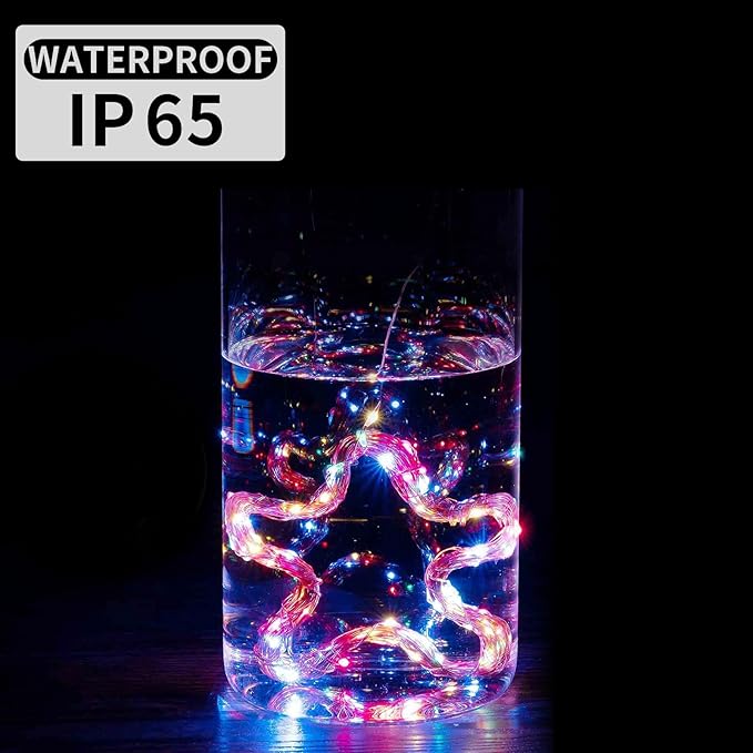 100 Pack Fairy Lights 7Ft 20 LED Twinkle String Lights Battery Operated Waterproof Firefly Starry for Mason Jar Party Wedding Christmas Valentines Day,10-Colors