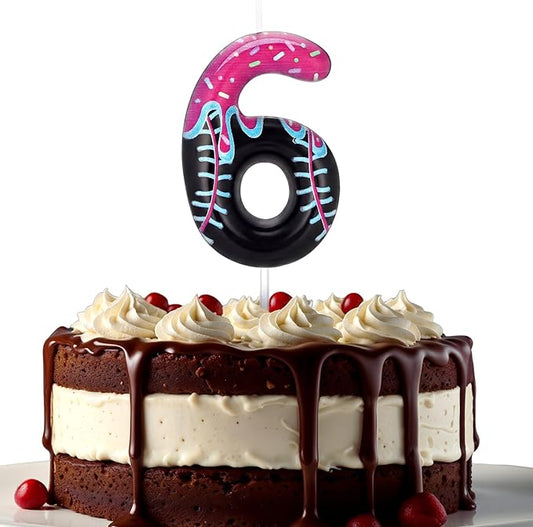 Conelist Ice Cream Drip Baseball Birthday Candle Number 6, Baseball Ice Cream Drip Birthday Cake Topper Pink Candle 6 for Cake Sport Team Theme Anniversary Celebration Party Decoration Favor Supply