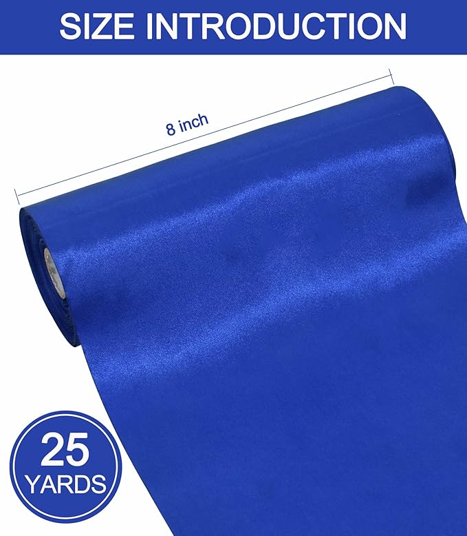TONIFUL 8 Inch x 22yd Extra Wide Large Royal Blue Satin Ribbon Solid Fabric Ribbons for Door Tree Home Outside Bows Decor Cutting Ceremony Kit Grand Opening Chair Sashes Crafts Wedding Car Decoration