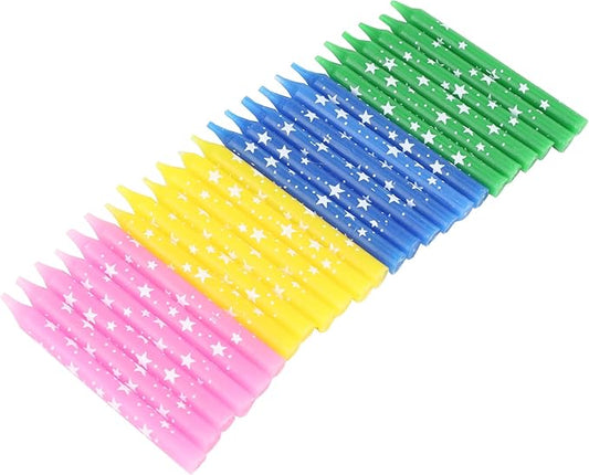 Chef Craft Classic Star Birthday Candles, 24 Piece Set 2.5 inches Tall, Assorted