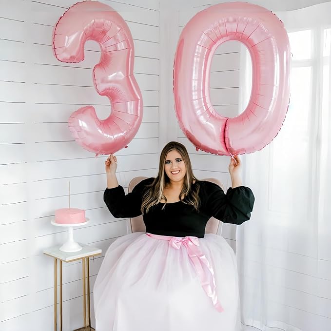 40'' Pink Number 9 Balloon, Self Inflating Foil Light Pink Number Balloons Set 0-9, Pastel Pink Digital 9 Helium Balloon for Girls 9th Birthday Party Decorations Anniversary Supplies