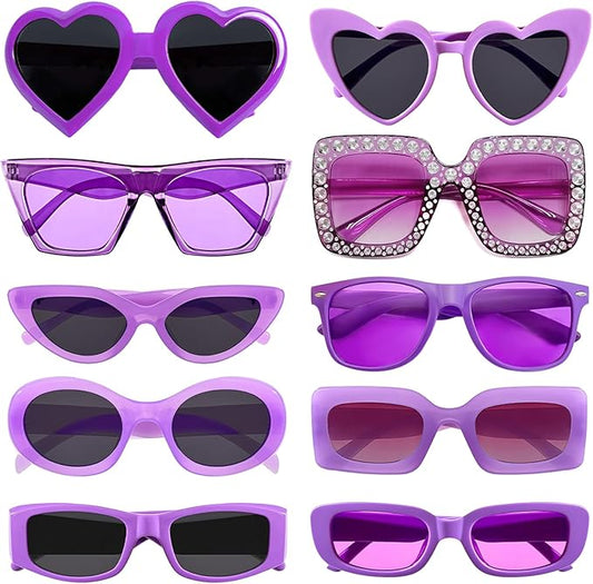 10 Pack Mixed Styles Trendy Retro Sunglasses for Women/Men Party Favors Sungasses Costume Accessories Eyewear Set