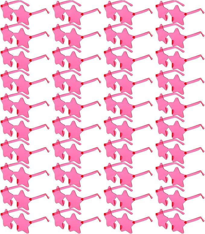 Pibupibu Wholesale 40 Pack Rimless Star Shaped Sunglasses Bulk Adults Unisex, Fun Colorful Pentagram Glasses Party Favors