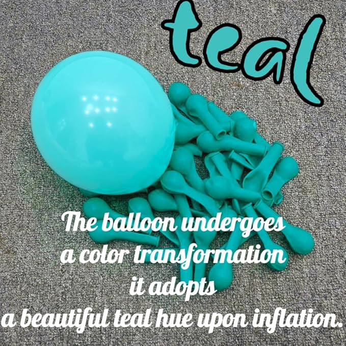 Teal Blue Balloons, 60 PCS Turquoise Blue Balloons with Transparent Metallic Blue Balloon, Pastel Baby Blue Pearl Teal Balloon for Ocean Shark Sea Beach Mermaid Theme Party Decorations