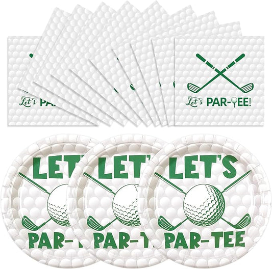 50pcs Golf Paper Plates and Napkins Party Decorations, Golf Themed Birthday Party Supplies Disposable Dessert Plates Tableware Set for Sports Theme Birthday Baby Shower Game Party Favors