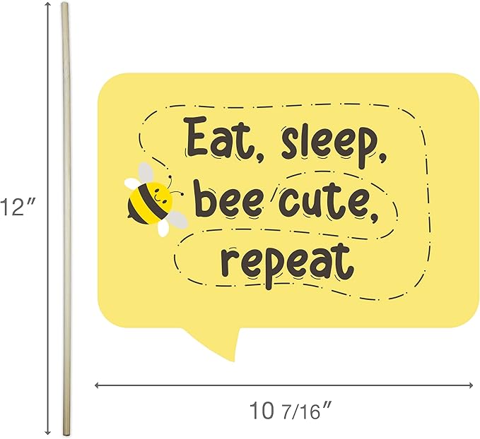 Bee Baby Shower Photo Booth Props - Party Supplies Funny Boy Girl Picture Photography Kit Unisex Neutral Honeybee Decorations - Selfie Props with Sticks - 10pcs