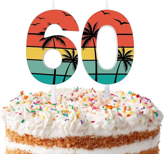 Conelist 60th Birthday Candles for Cake Vintage 1966 Cake Topper Retro 60th Happy Birthday Party Decorations for Men Women 1966, 2 Pack Number 60 Candle for 60 Years Wedding Anniversary Party Supplies