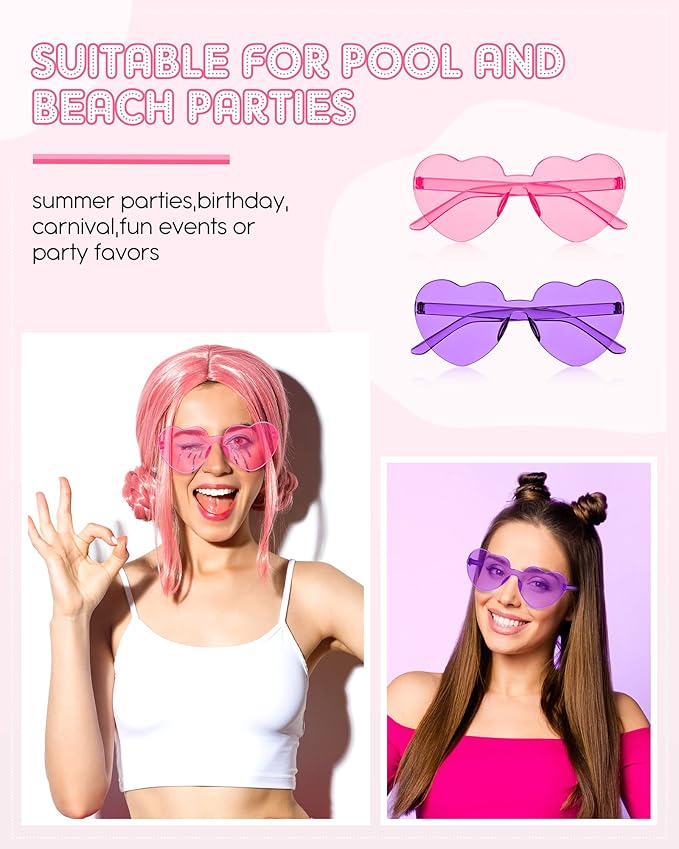 Colzzy 16 Pair Heart Shaped Sunglasses Bulk Witch Birthday Party Sunglasses Candy Color Eyewear for Party Women
