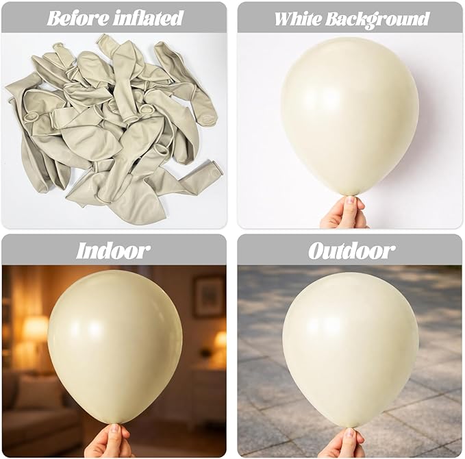 Voircoloria White Sand Balloons, 66pack 12inch Sand White Latex Party Balloons for Wedding, Bridal, Baby Shower, Birthday, Graduation, Anniversary, Bachelorette, Engagement Party Decorations