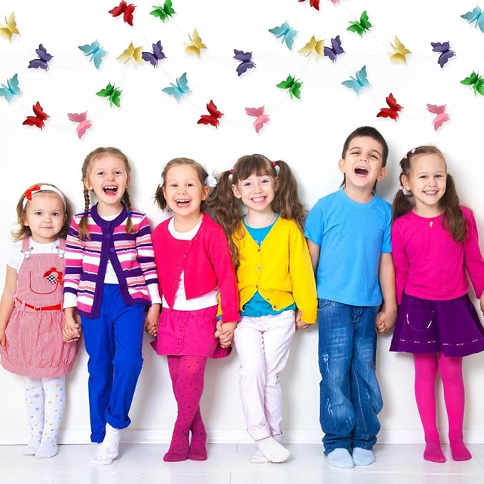 Butterfly Decorations, Butterfly Birthday Decorations for Wedding Baby Shower Birthday Party Decorations Rainbow Pack of 4, 10001