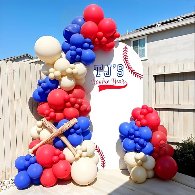 Red White and Blue Balloons, Memorial Day Patriotic 250th Anniversary USA Baseball Balloon Red Royal Blue Balloons for Birthday Graduation 4th of July Independence Day Patriotic Party Decorations