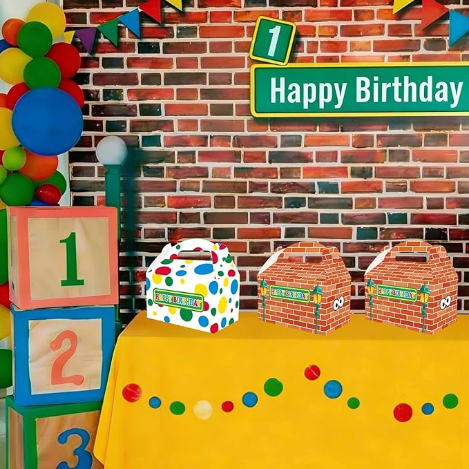 Zliisang 16PCS Cartoon Red Brick Wall Candy Boxes Colorful Goodie Gift Bags for Kids Birthday Party Favors Bags Treat Candy Decorations for Kids Baby Shower Birthday Favors