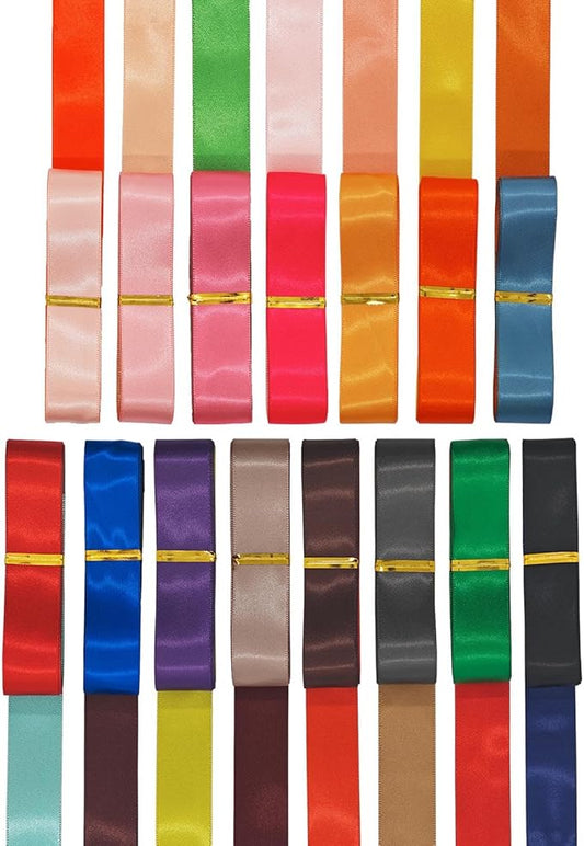 5/8 Two Tone Ribbon, Double Faced Satin Ribbon for Gift Wrapping, Flower Bouquet, Christmas, Bow, Hair, Wedding, DIY Crafts, Holiday Party Decorations, 15 Color Sets 30 Yards Total