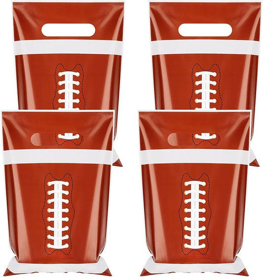 Hxezoc 50 Pieces Football Gift Bags with Handle, Plastic Treat Candy Bag Sport Favor Bags For Kids Birthday Party Decoration Supplies