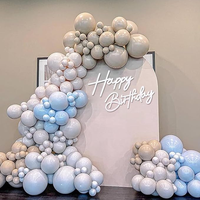 Happy Birthday Sign - Glitter White Felt - Includes Dot Glue - Perfect for Birthday Party, Baby Shower, Gender Reveal