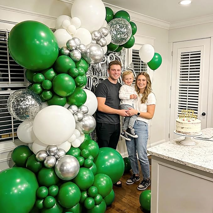 110Pcs Dark Green Balloons Latex Party Balloons 12 inch Round Helium Balloons for Dark Green Themed Christmas Green Balloon (with 2 Ribbons).