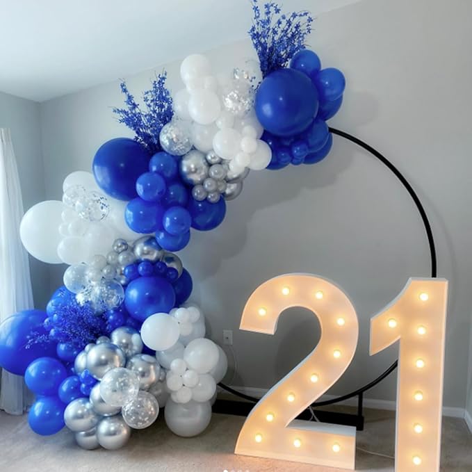 Awenztech 120pcs Royal Blue Balloon Arch Kit, 18 12 10 5 inch Royal Blue Latex Balloons Different Sizes Balloon Garland for Graduation Wedding Baseball Birthday Party Decorations