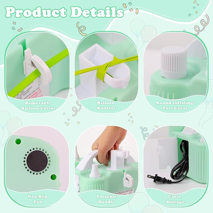 AXHJ Electric Balloon Pump, Portable Electric Air Balloon Pump Dual Nozzle Air Blower Pump, Balloon Inflator for Party Decorations