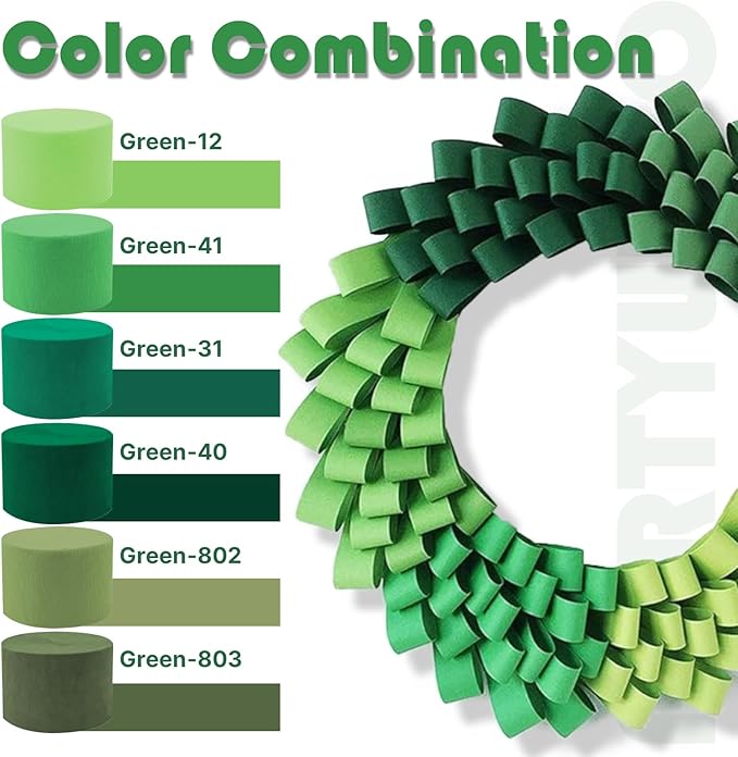 PartyWoo Olive Green Crepe Paper Streamers 8pcs 656 ft Pack of Dusty Sage Green Crepe Paper Sheets for Birthday Baby Shower Graduation Woodland Dinosaur Jungle Football Theme Party Decorations