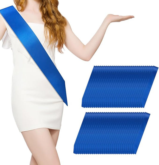 MDOZQ 60 Pcs Satin Sash - Royal Blue, Plain, Bridal Shower Decorations - Sashes For Wedding, Graduation, DIY, Beauty Pageant, Hen Party, Homecoming