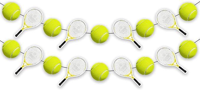 Tennis Garland Decoration – Sports Theme Birthday Party Supplies – Green & Yellow Tennis Ball Banner for Adults – Tennis Party Décor for Birthday, Sports Events, Celebrations & Team Gatherings