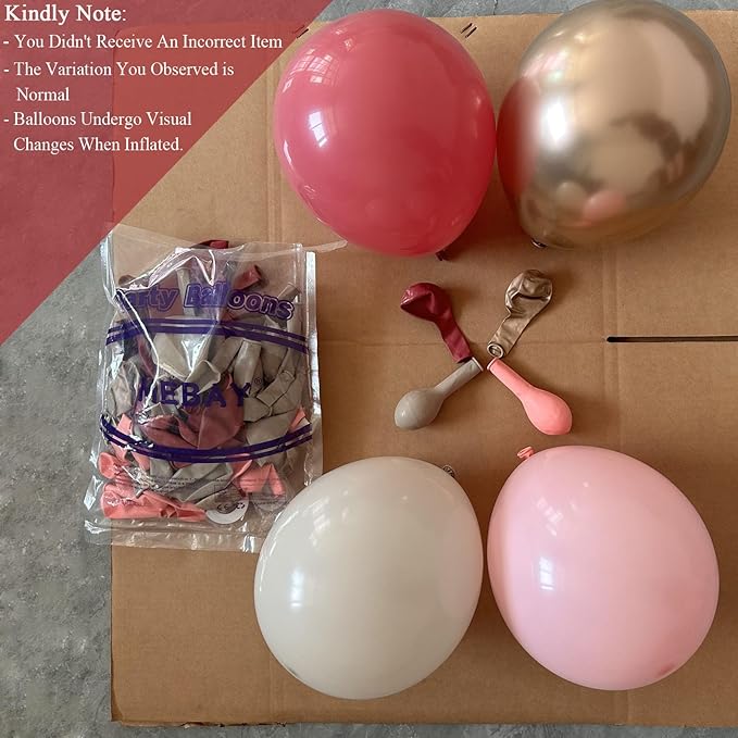 MEBAY Retro Rose Baby Pink Champagne White Sand Balloons Garland Arch Kit, 146Pcs Latex Balloons Different Sizes 18 12 10 5 Inch for Party Decorations, Wedding Backdrop, Birthday, Graduation