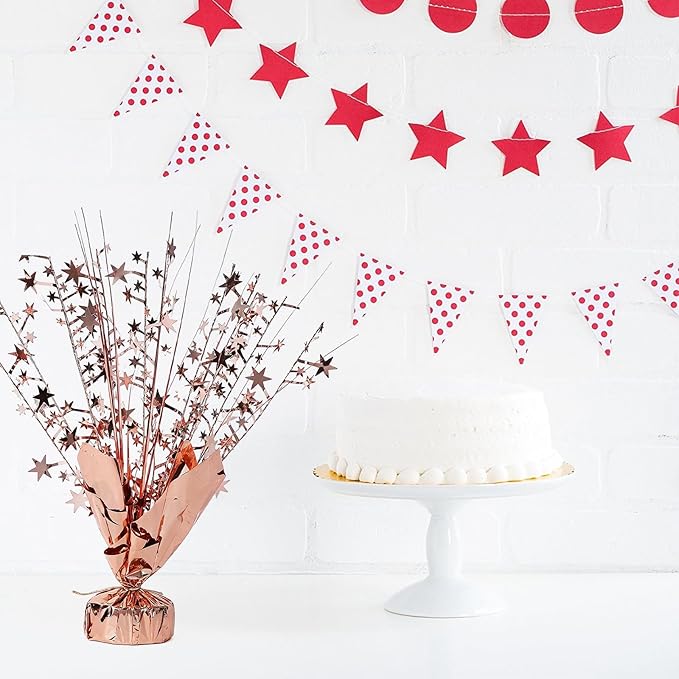 20 Pack Rose Gold Star Table Decorations Metallic Foil Spray Centerpiece Burst Table Centerpieces for Birthday Party Decoration Graduation Wedding Baby Shower Party Supply (Rose Gold)