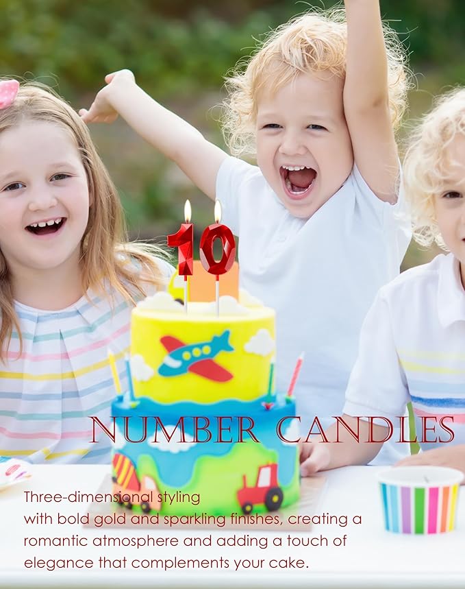 Number 90 Candles,90th Birthday Candles,Red Happy Birthday Candle for Cake,3D Design Cake Topper Decorations for Women Men Birthday Party Wedding Anniversary Celebration Supplies